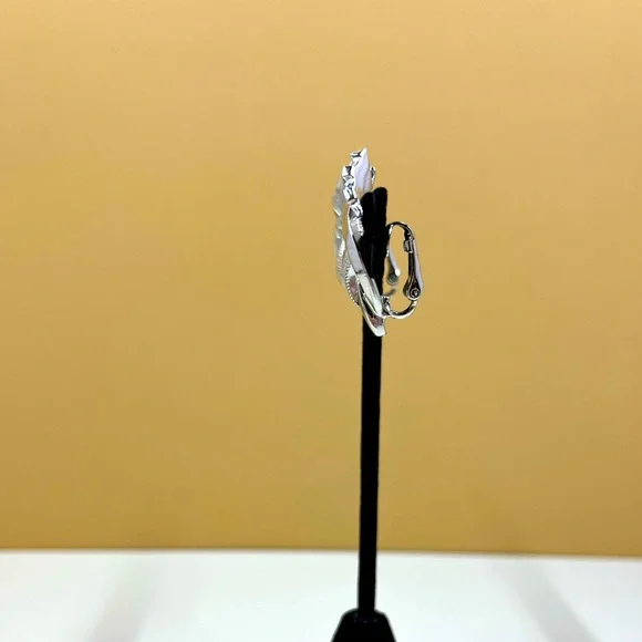 Vintage Coro Signed Silver Plated Art Deco Clip On Earrings - Picture 6 of 6